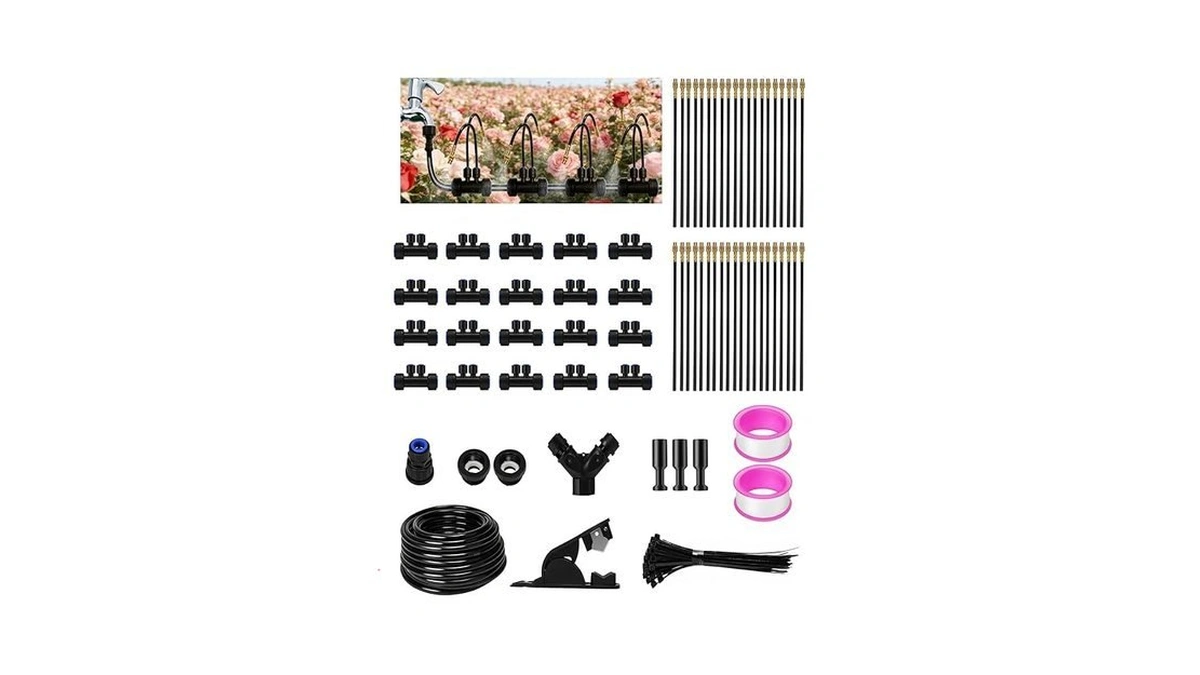 66ft Drip Irrigation System With 40 Nozzles, Automatic Drip Irrigation