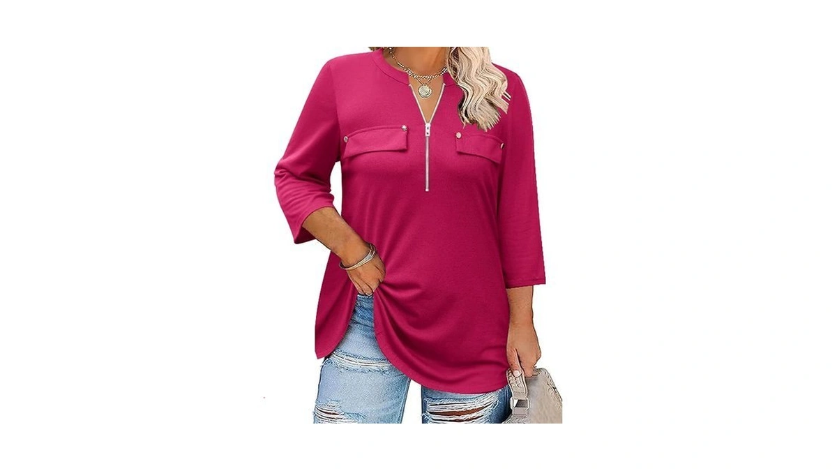 Kancystore Plus Size Business Casual Tops For Women Summer 3/4