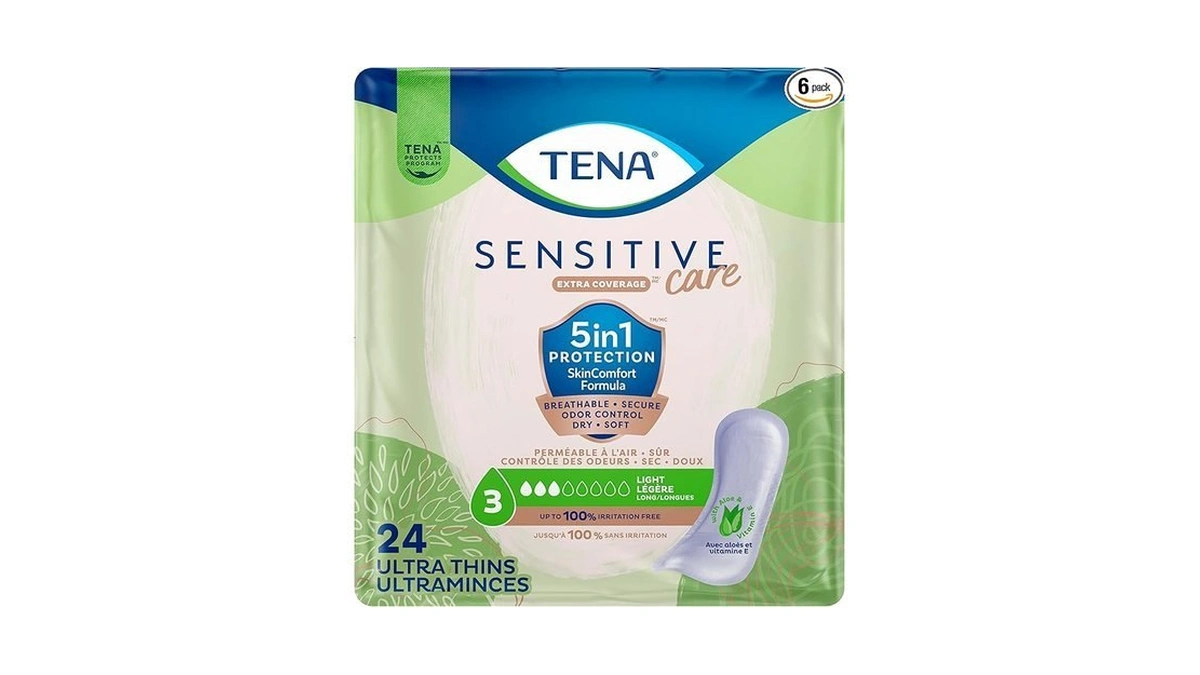 Tena Sensitive Care Pads Ultra Light Thin Absorbency, Long Length,