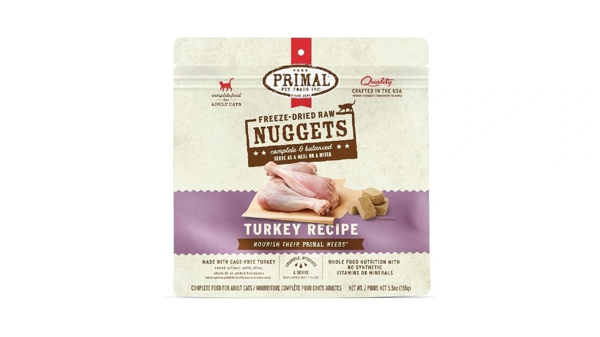 Primal Freeze Dried Raw Cat Food Nuggets Turkey, Complete &