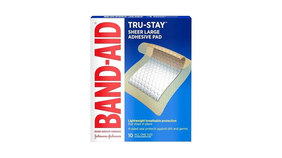 Band-aid, Brand Tru-stay Adhesive Pads, Large Sterile Sheer Bandages For
