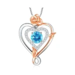 Riviko Rose March Birthstone Necklace For Women,925 Sterling Silver Infinity