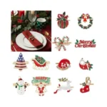 Joiverie Christmas Napkin Rings Set Of 12, Gold Metal Napkins