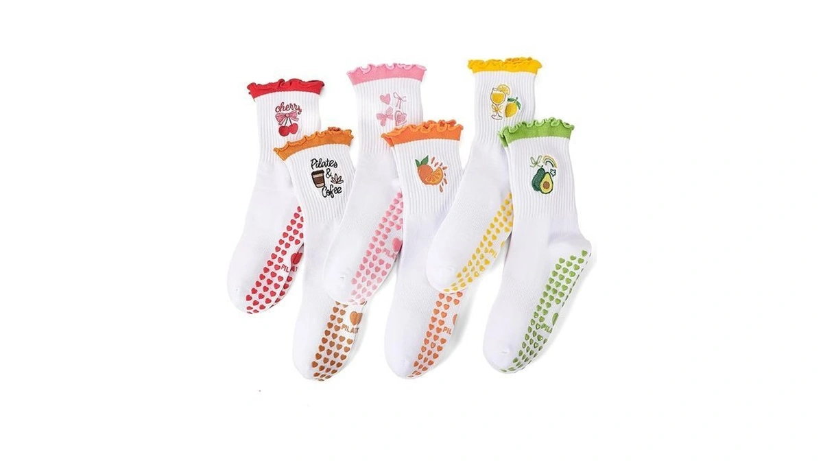 Scenicamp 6 Pairs Cute Pilates Grip Socks For Women, Half