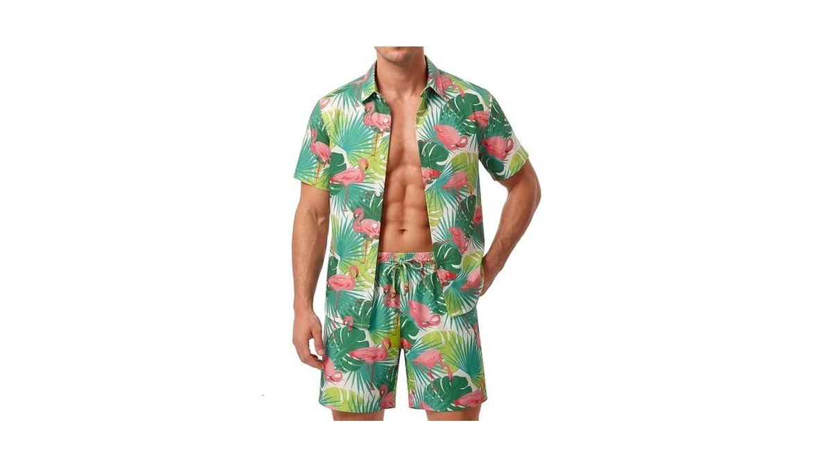 Turrludy 2 Piece Hawaiian Outfit Vacation Short Sets Tropical Shorts