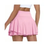 Tivifox Pink Womens Tennis Skirt Pleated Ruffled Skorts For Woman
