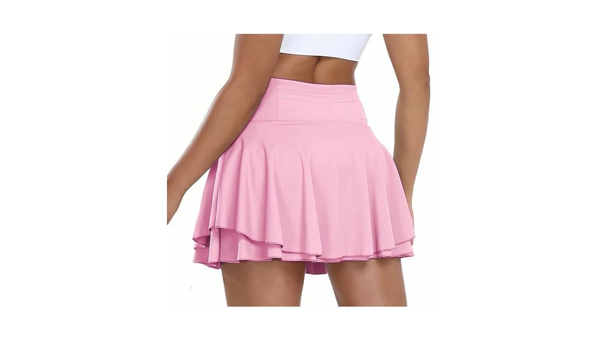 Tivifox Pink Womens Tennis Skirt Pleated Ruffled Skorts For Woman