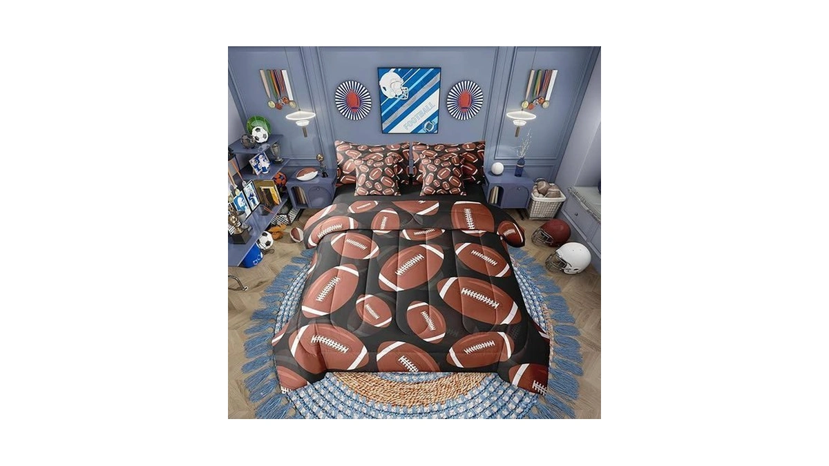 Erosebridal Football 7 Piece Bedding Set Twin Rugby Comforter Set