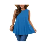 Auslook Plus Size Women's Tank Tops Blue 1x Summer Casual