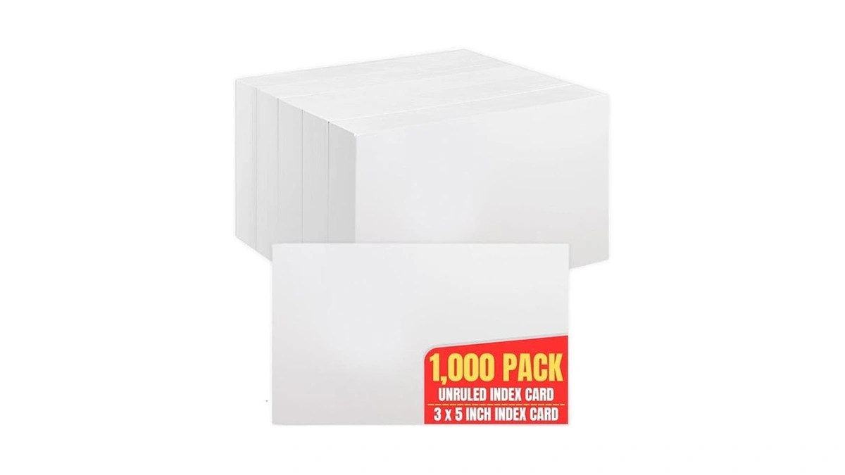 1intheoffice Blank Index Cards 3x5, Unruled Index Cards, White, 1000