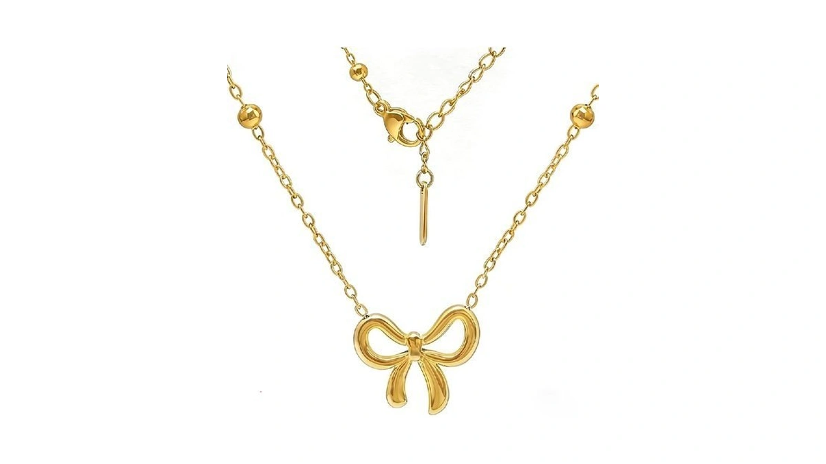 Aimétte Monette 18k Gold Plated Bow Necklaces For Women, Small
