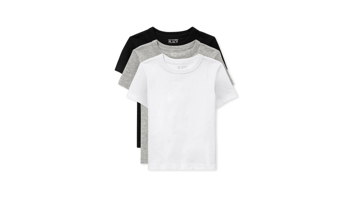 The Children's Place,baby Boys,and Toddler Basic Short Sleeve Tee,black/grey/white 3-pack,9