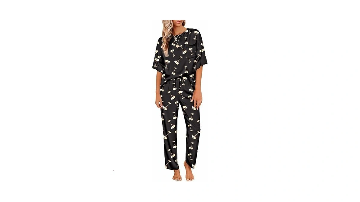 Ekouaer Womens Satin Silky Pajama Set Short Sleeve Shirt With