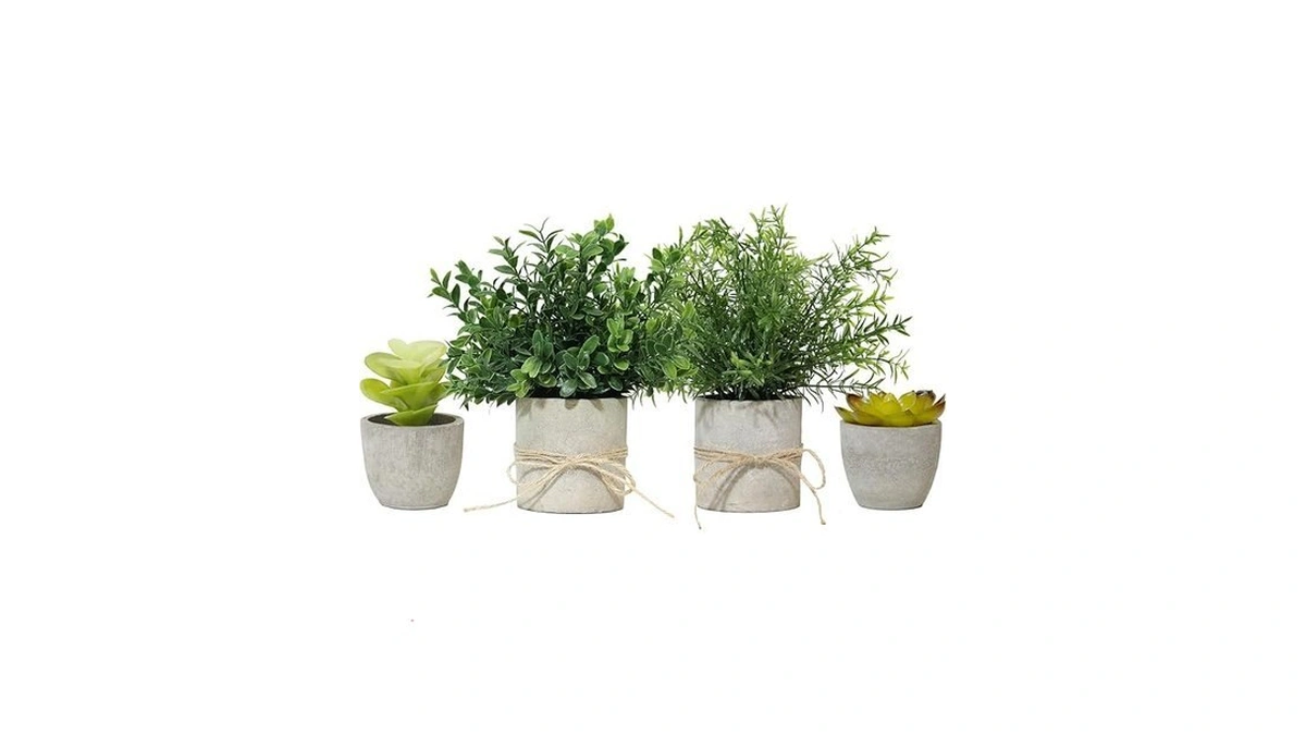 Pengyee 4 Pack Small Fake Plants In Pot For Home