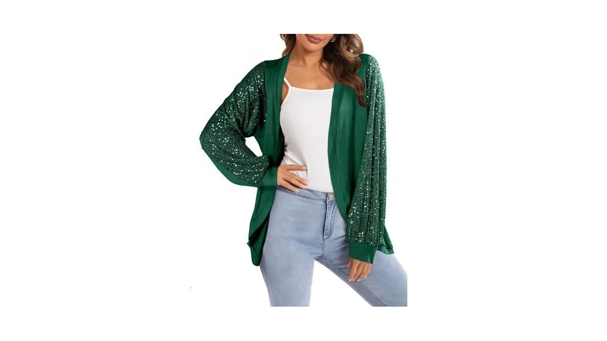 Sequin Cardigans For Women Sparkly New Year Tops Open Front