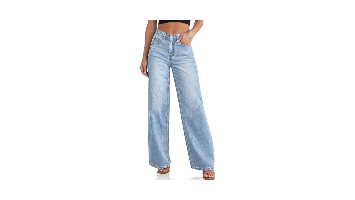 Cicy Bell Womens Wide Leg Jeans High Waisted Boyfriend Loose