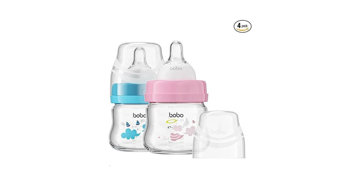 Yohkoh Glass Baby Bottles With Slow Flow Nipple, Newborn Anti-colic