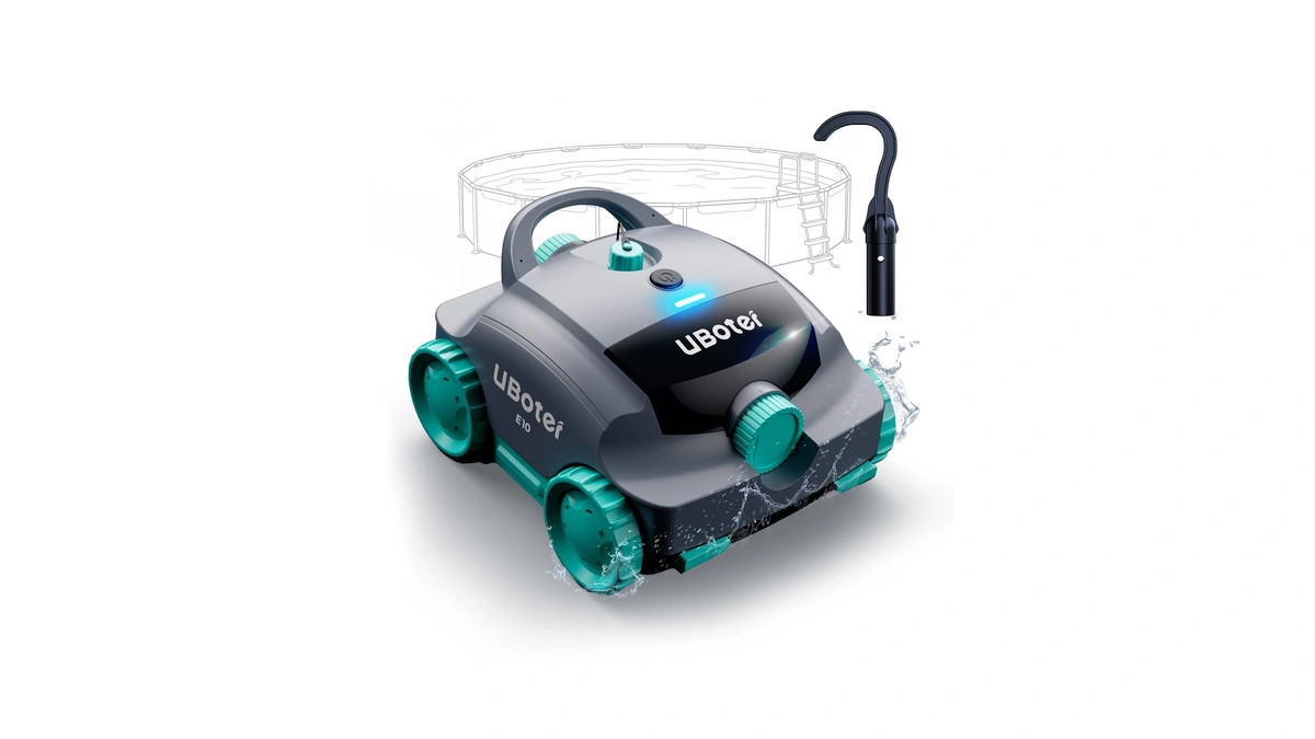 Cordless Robotic Pool Vacuum Uboter E10, Dual-layer Filtration, Powerful Edge