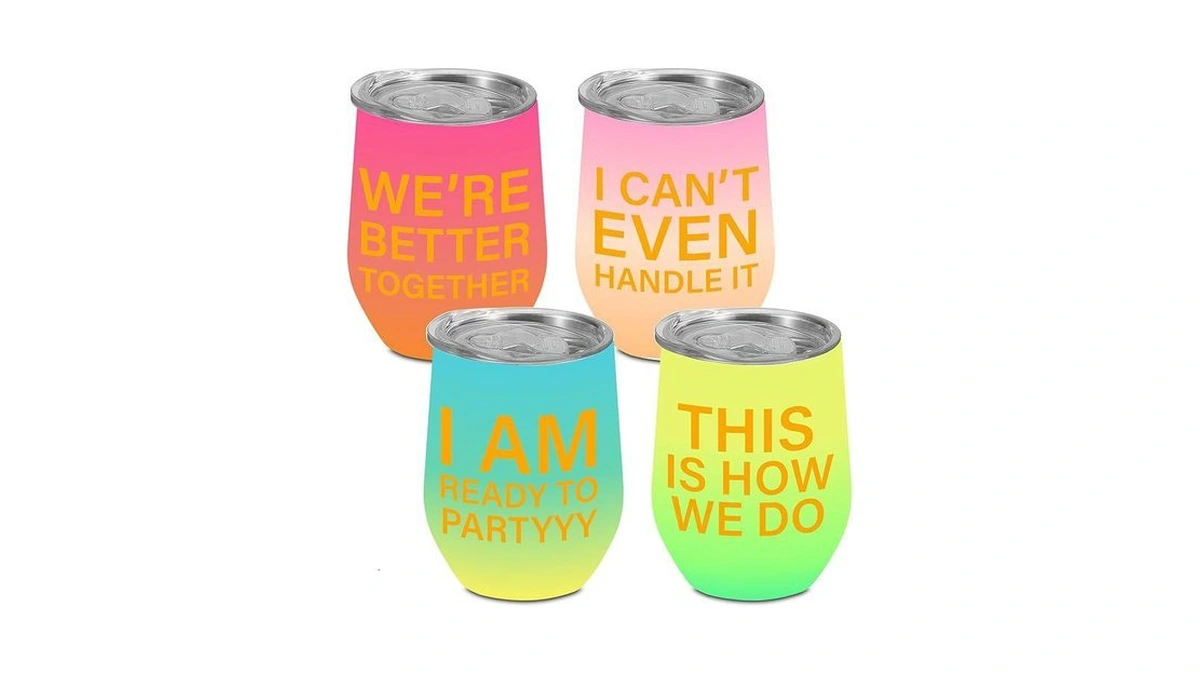 Bqxh 4 Pcs Girls Trip Wine Tumbler With Lid, 12oz