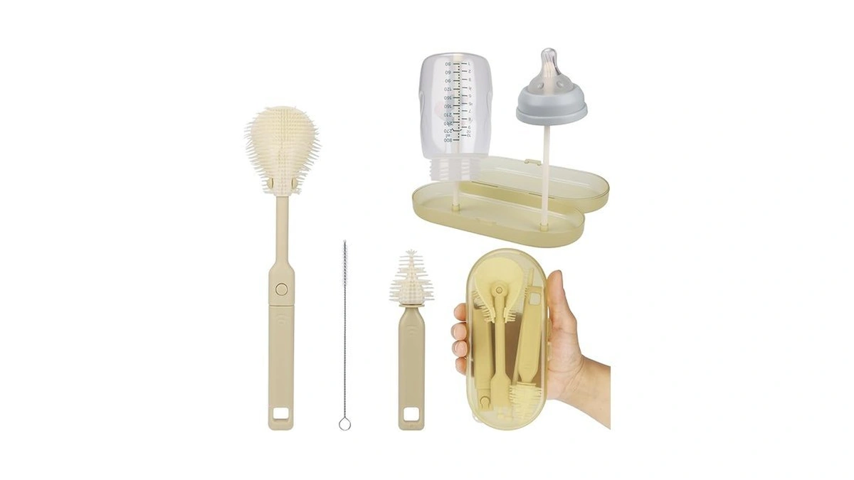 Portable Baby Bottle Brush Set – 5-in-1 Silicone Baby Bottle