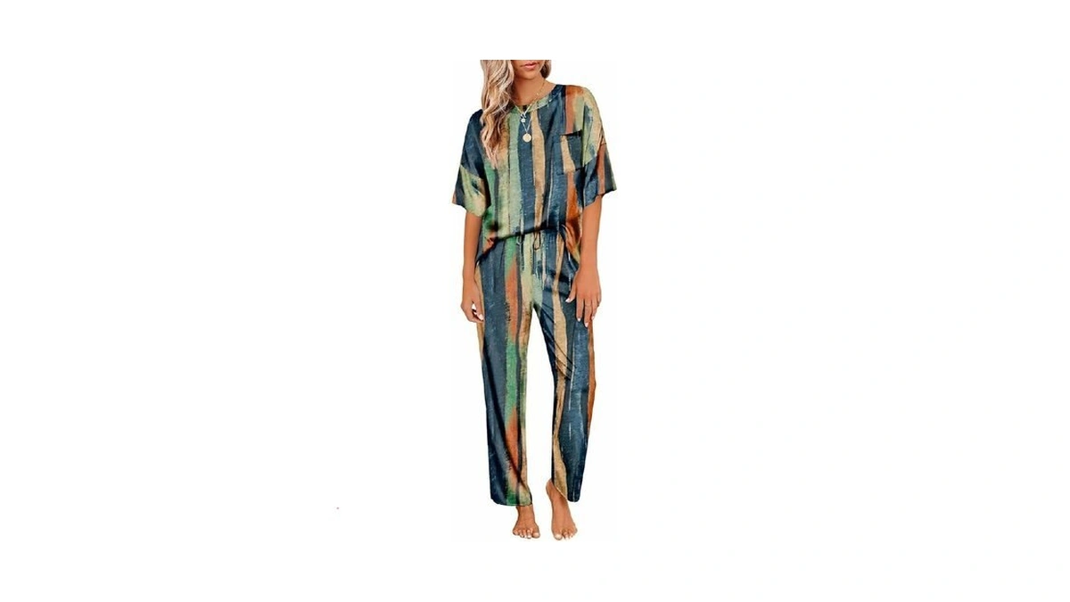 Ekouaer Womens Satin Silky Pajama Set Short Sleeve Shirt With