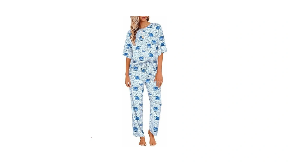 Ekouaer Womens Satin Silky Pajama Set Short Sleeve Shirt With