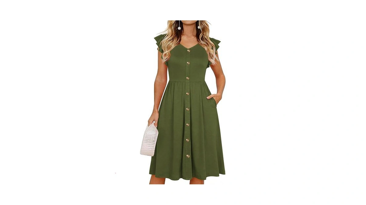 Lamilus Olive Green Dress For Women