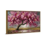 Large Tree Of Life Wall Art Vintage Pink Flower Framed