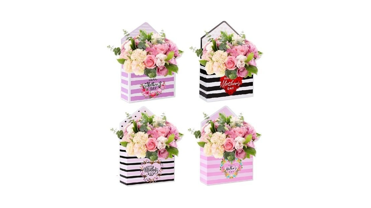 Waahome Set Of 4 Happy Mother's Day Flower Bouquet Packaging
