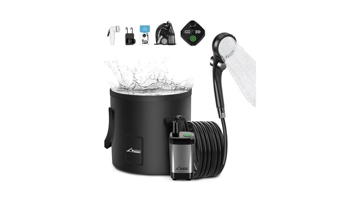 Wadeo Portable Camping Shower, 6000mah Rechargeable Shower Pump, Filtered Shower