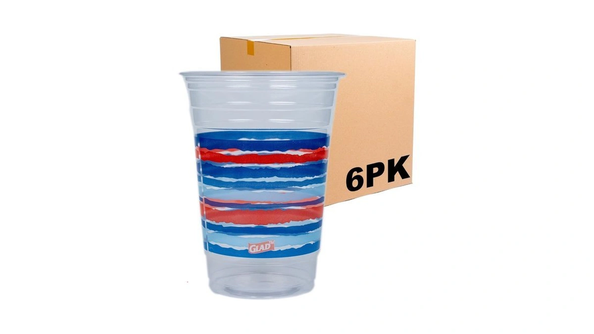Glad Everyday Clear Plastic Cups With Red, White, And Blue