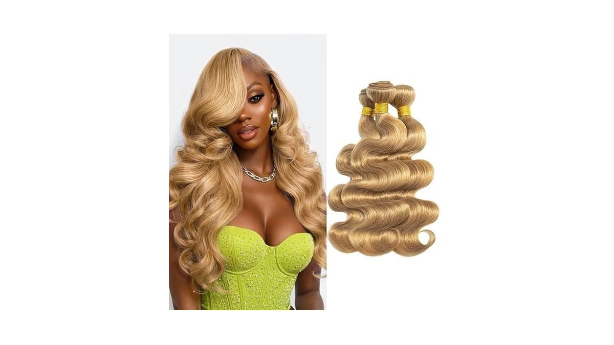Honey Blonde Body Wave Bundles Color #27 Brazilian Hair 10