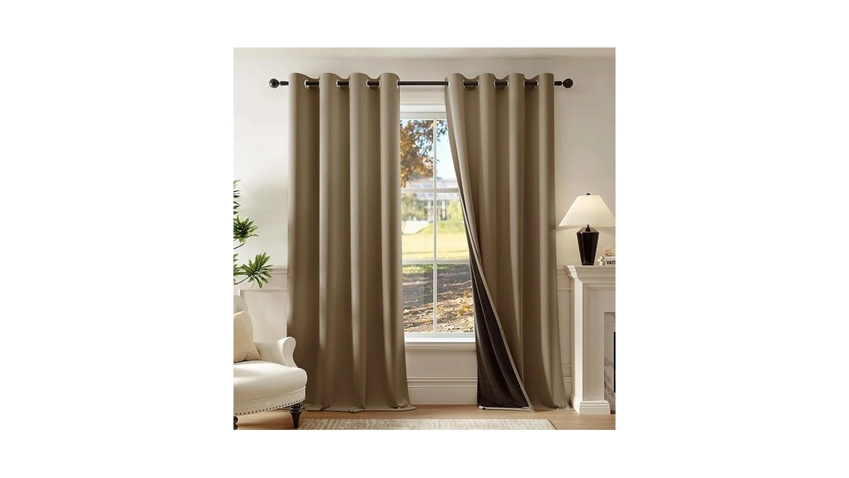 Beauoop 100% Blackout Curtains 63 Inch Long 2 Panels For