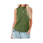 Saodimallsu Womens Ribbed Tank Tops High Neck 2026 Summer Sleeveless