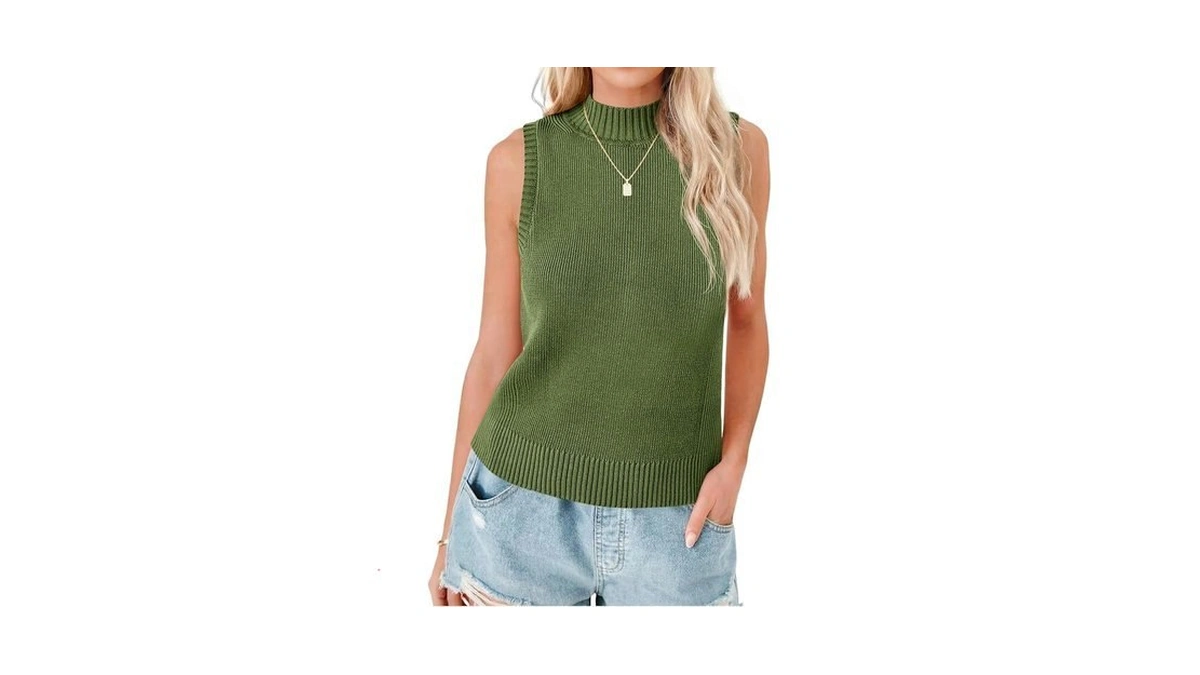 Saodimallsu Womens Ribbed Tank Tops High Neck 2026 Summer Sleeveless