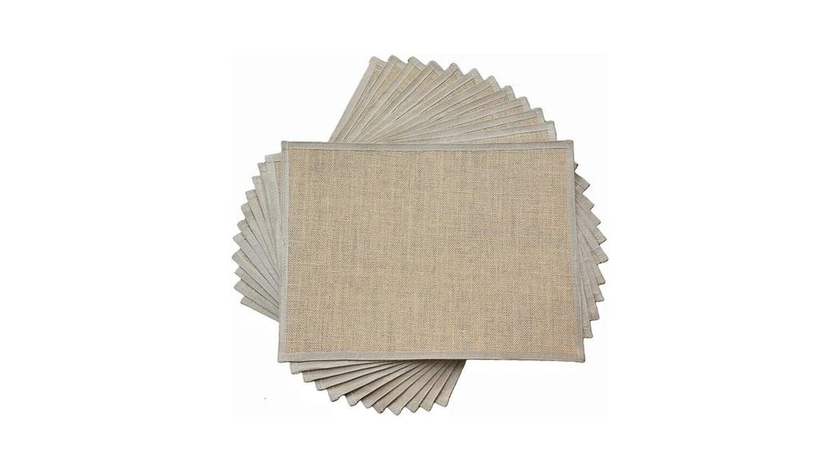 Bjfcek Rectangular Jute Placemats Set Of 12, Burlap Table Mats