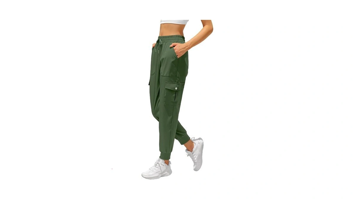 Jekaoyi Womens Cargo Pants Lightweight Hiking Tapered Joggers High Waisted