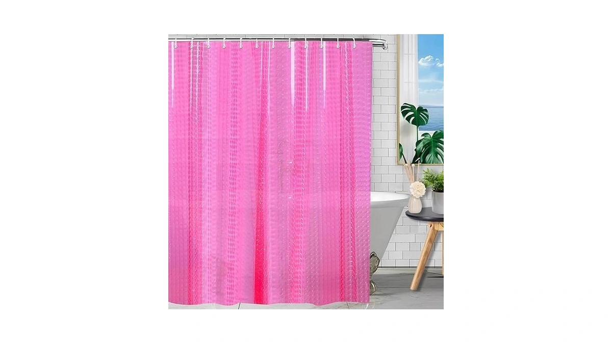 Eva Shower Curtain Liner Hot Pink 3d Water Cube Clear