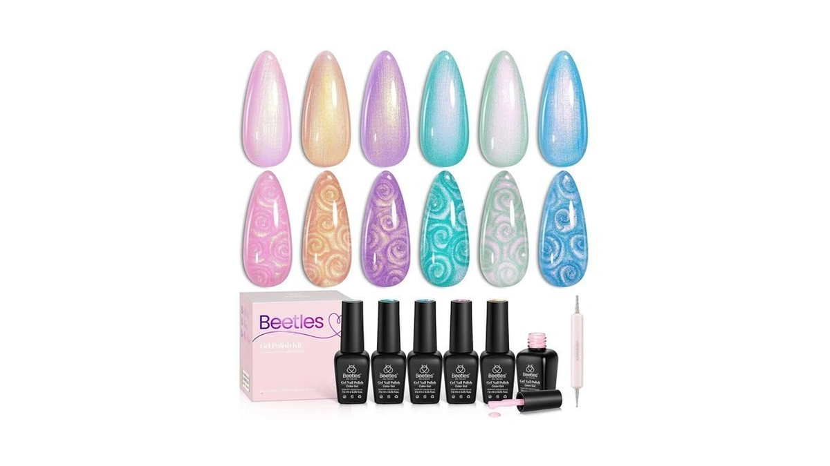 Beetles Pearl Gel Polish, 6 Colors Shimmer Glitter Nail Polish