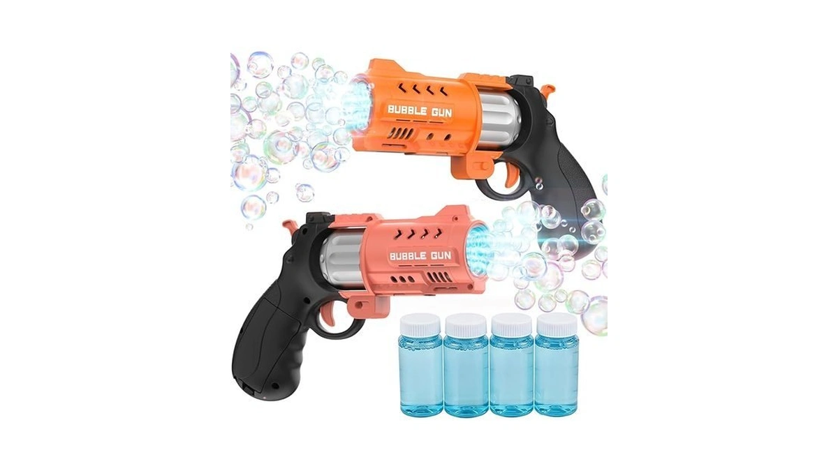 Eaglestone 2 Pack Revolver Bubble Guns For Kids, Swing-out Cylinder,