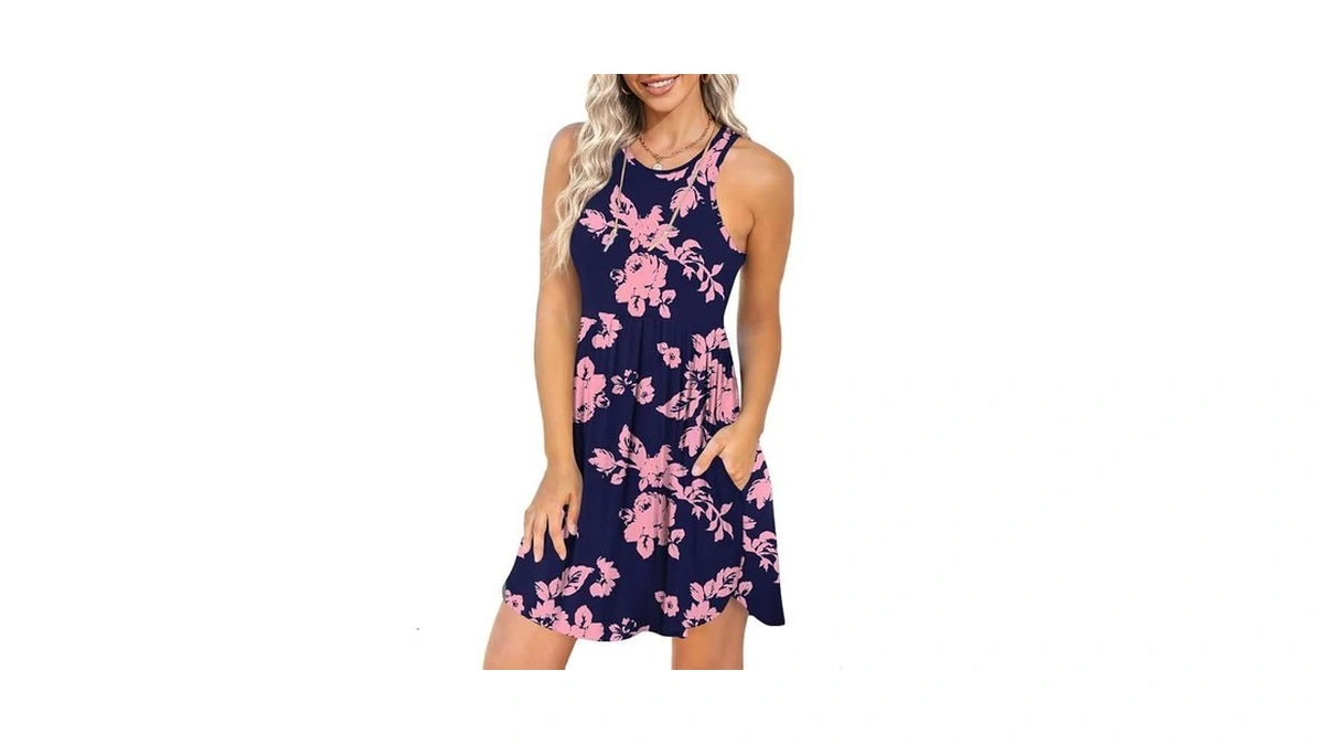 Longyuan Women's Sundress Casual Sleeveless Dress Stretchy Tank Dresses With