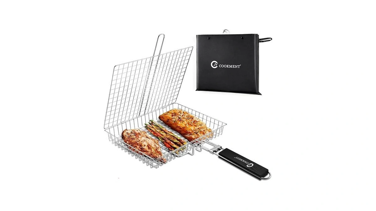 Jy Cookment Grill Basket Stainless Steel With Portable Removable Handle,