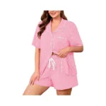 Auslook Plus Size Printed Pajama Set For Women Short Sleeve