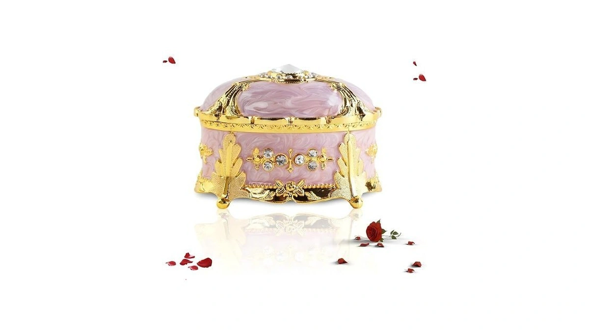 Luxinthra Vintage Purple Oval Jewelry Box, Metal Small Trinket Box,portable