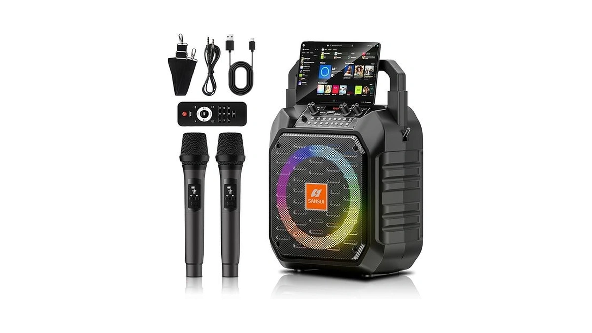 Sansui D69 Karaoke Machine, Portable Bluetooth Pa Speaker With 2