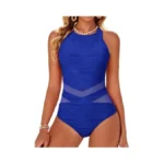 Womens Mesh One Piece Swimsuits High Neck Tummy Control Push