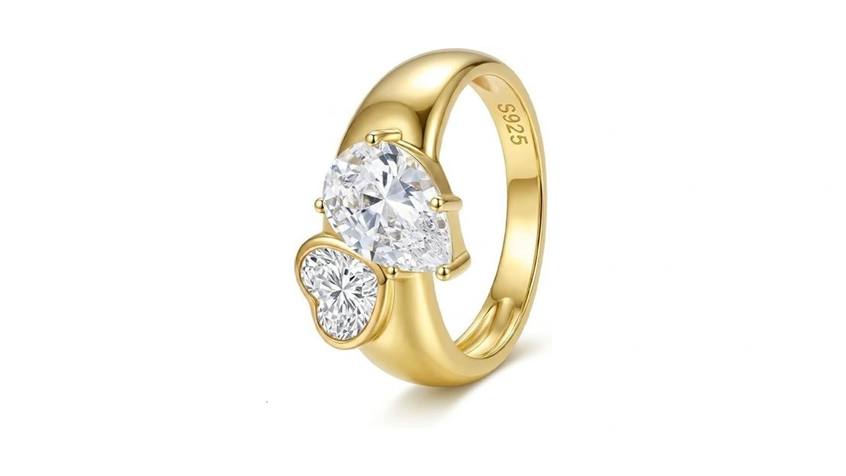 Toproo 14k Gold Plated Cubic Zircon Rings For Women, 925