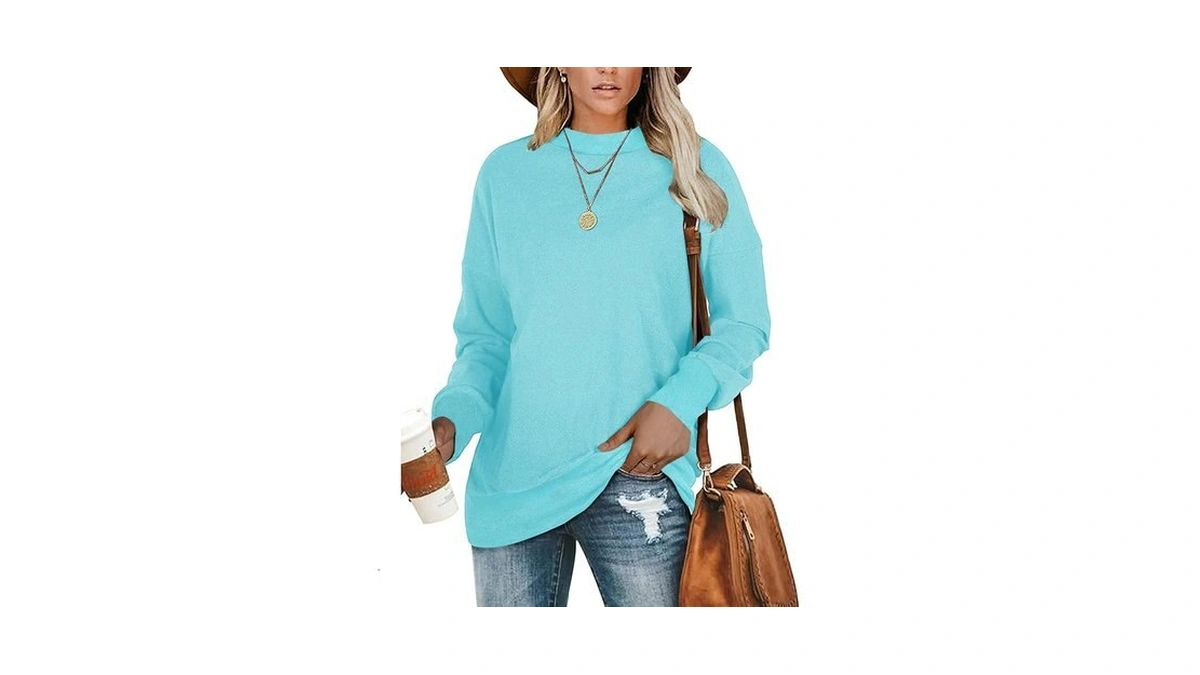 Plmoken Oversized Sweatshirts For Women Pullover Casual Tunic Tops Trendy