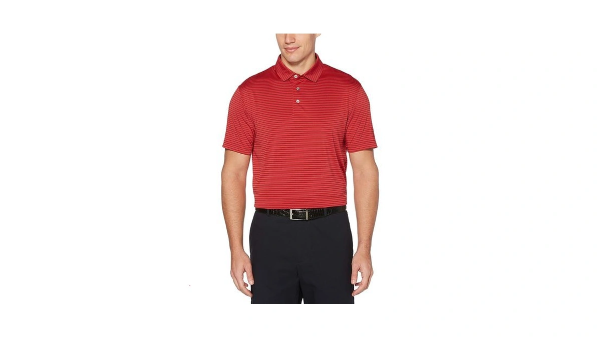 Pga Tour Men's Stretch Short Sleeve Feeder Stripe Golf Polo