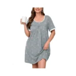 Auslook Plus Size Women's Nightgown 5x Pink Stars Short Sleeve